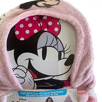 Kids Disney Minnie Mouse Soft Poncho Kids Hooded Towel W/Hand Pockets 30 × 50  • $12.95