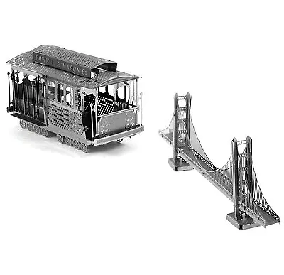 SET Of 2 Metal Earth San Francisco Golden Gate Bridge & Cable Car 3D Model Kits • $12.95