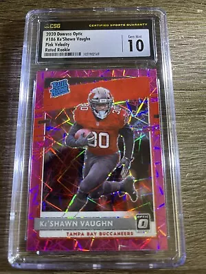 CSG 10 2020 DONRUSS OPTIC Ke'Shawn Vaughn RATED RC PINK VELOCITY PRIZM NUM#36/79 • $89