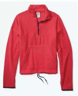 New Victoria Secret PINK Polar Fleece Half-Zip Pullover Red Size Large • $35.99