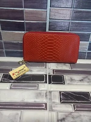 Vera Pelle Genuine Leather Italy Zipper Wallet Red New With Tags  • $59