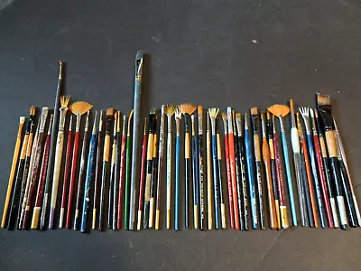 50 ASSORTED VINTAGE ARTIST PAINT BRUSHES ESTATE LOT~Multiple Brands 4 • $125