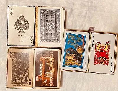 5 VINTAGE DECKS -2 KEM 1956 PANTHER DECKS 2 Harolds Club Reno 1 ?Aviator? LOOK • $14.95