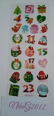 1 Sheet Do Crafts 2cm Foiled Advent Calendar Picture Numbers Stickers Christmas • £1.45