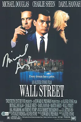 Michael Douglas Signed Autograph Wall Street 12x18 Photo Beckett BAS • $450