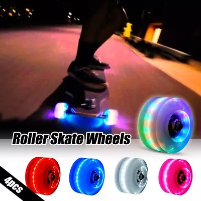 Luminous Light Up Quad Roller Skate Wheels With BankRoll Bearings Installed 4PC • $34.92