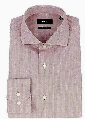 BOSS HUGO BOSS MARK DRESS Cotton SHIRT SHARP FIT SPREAD COLLAR PLAID/DOTS NWT • $61.50