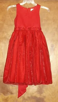 $34.99 • Buy Sugar Plum Girls Sleeveless,1-PC Dress,Size 6X, Red,Layered Skirt, Ribbons,Beads