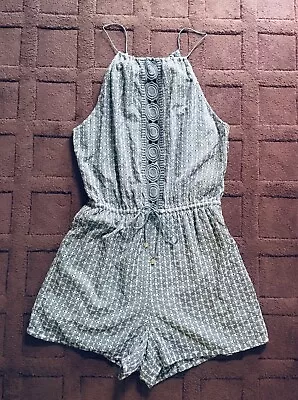 Tigerlily  Size 10 Blue Bajram Broderie Anglaise One Piece Romper Playsuit • $25