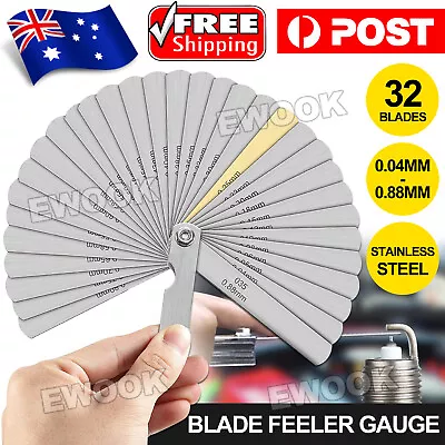 $9.95 • Buy 32 Blade Feeler Gauge Dual Marked MM/Inch Thickness Gap Metric Filler Tool Honda