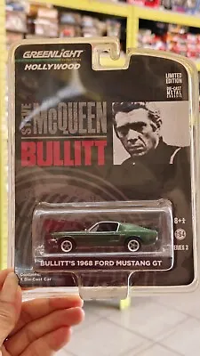 Greenlight 1:64 Steve McQueen Bullitts 1968 Ford Mustang GT Green Diecast Car  • $15