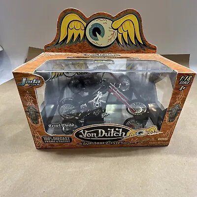 Von Dutch Kustom Cycle Cruel World 1:18 Die Cast Black / Red Pinstripe 2004 NIB • $10.25