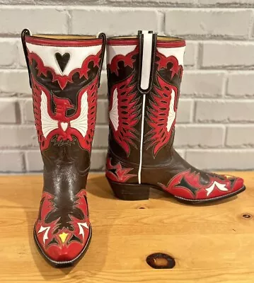 Size 11.5 D - Vintage Men’s Cowboy Western Boots Thunderbird Inlays Custom NOS • $31