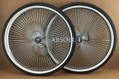 Vintage Lowrider 26  144 Spoke Chrome Dayton Rim Set W/whitewall Easy Ride Tires • $211.79