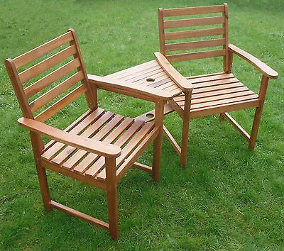 Wood Garden Bench & Table Companion Set Jack Jill Love Seat Ascot FSC® Certified • £149.99