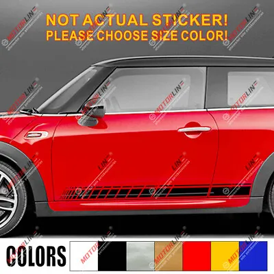 Pair Car Side Stripes Black White Silver Pick Color No Bkgrd Fit For MINI Cooper • $20