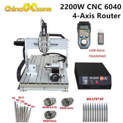 CNC 6040 4Axis Router 2.2KW Mach3 USB Engraving DIY Engraver Cutting Machine • $2499