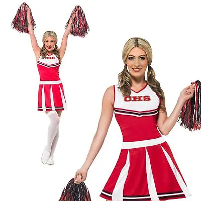 £20.67 • Buy Adult Ladies American High School Cheerleader Sports Uniform Fancy Dress Costume