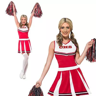 Adult Ladies American High School Cheerleader Sports Uniform Fancy Dress Costume • £15.12