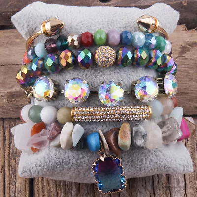 Stack Bracelets Beaded Charm Bracelet Stacks Multi Color Beads • $34.95