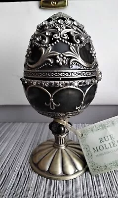 Rue Moliere Faberge Inspired Green Enamelled Musical Eggwith Revolving ShoeExc • £23