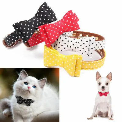 £4.99 • Buy Dog Collar Bow Tie BowKnot Polka Padded Adjustable Pet Puppy Cat Collars Yorkie