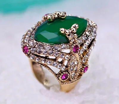 Green Mosque Turkish Ottoman Sultan Jewelry Women Ring Moroccan Islamic Wedding • $19.90