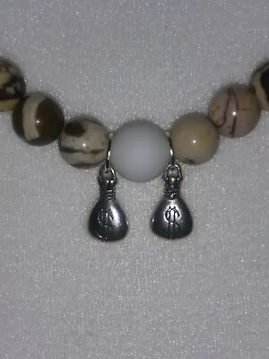 LUCKY MONEY BAG Dangle Charm Mixed 3 Germstone Necklace+Bracelet+Earrings Set. • $35.99