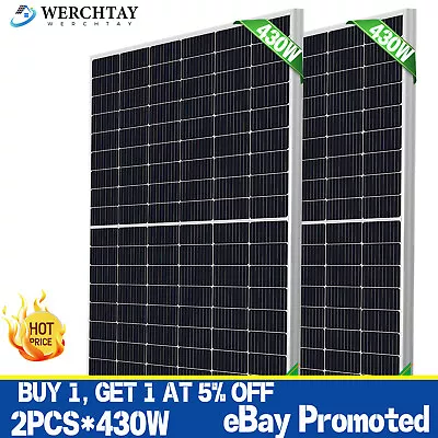 2PCS 430W Watt Mono Solar Panel System 4.3KWH Off-Grid Grid-tie Home Cabin Power • $560.99