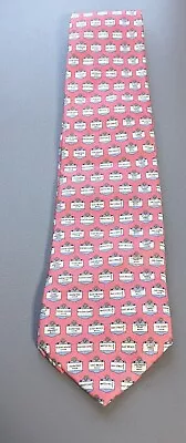 Vineyard Vines Custom Collection Silk Tie Pink Watch Hill RI • $25.46