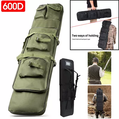 46 /35  Tactical Double Rifle Bag Air Gun Case Soft Padded Hunting Backpack • £22.79