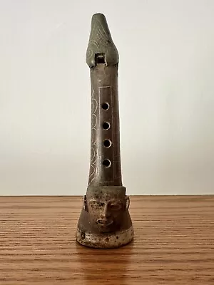 Vintage Flute Mexican Aztec Mayan Head Folk Art  Clay  Handmade Instrument • $30