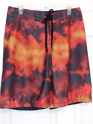 Blue Sol Mens Swim Trunks Board Shorts 32 X 10.5 Mesh Lined Orange Beach Surfing • $12.97