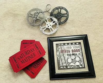 Vintage 3pc Movie Night Home Theatre Wall Art Signs Film Reels Man Cave • $60