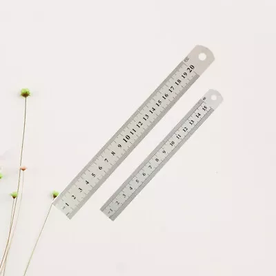  2 Pcs Metal Ruler Double Scale Measure Rulers Centimeter Set • £4.49