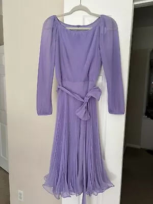 Miss Elliette Dress California Lavender Georgette Pleat Dress Vintage XS • $25