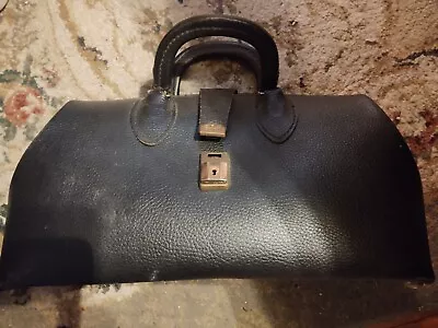 Antique 1930's SCHELL Emdee Black Leather Doctor's Bag NO KEY  • $40