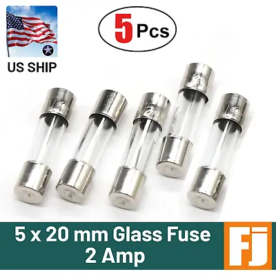 5 Pcs  Fast-Blow Fuse 2A 250V Glass Fuses 5 X 20 Mm (2 Amp) | US Ship • $6.72