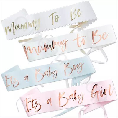 Baby Shower Sashes Party Accessories Mum Mummy To Be Baby Boy & Baby Girl Sash • £5.50