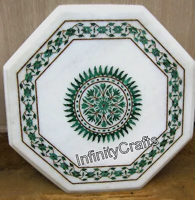 15x15 Inches Malachite Stone Inlay Work Coffee Table Top Marble Breakfast Table • $365.50