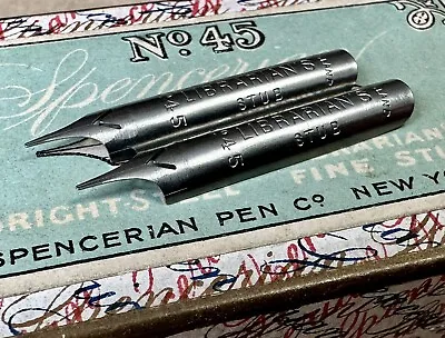 Two Rare Vintage Spencerian Librarian Stub No 45 Antique Fine Point Dip Pen Nibs • $6