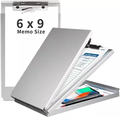 Aluminum Clipboard With Storage(Memo Size) Recycled Metal Form Holder Binder Fi • $21.59