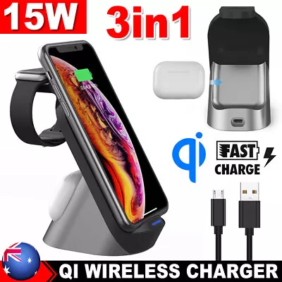 3-in-1 Wireless Charger Phone Fast Charging Dock Station For IPhone Apple Watch • $30.85