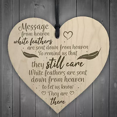 In Memory Hanging Wooden Heart Wall Plaque Mum Dad Memorial Grave Sign Gift • £3.99