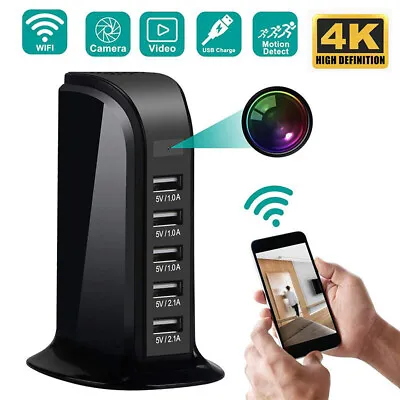 4K Hid-den Phone Charger Camera 5-Port USB Hub Covert Nanny S-py USB Charger Cam • $45.99