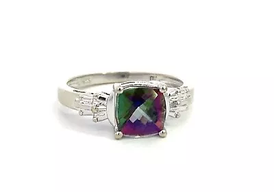 10kt White Gold Mystic Fire Topaz Ring Size 7 2.4 Grams • $299.99