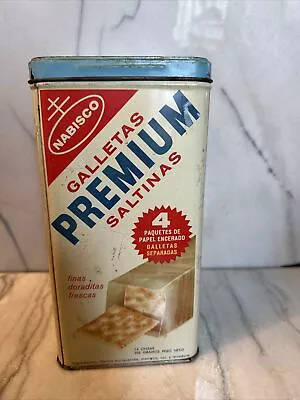 1969 Nabisco Premium Saltine Cracker Metal Tin 4 Packs English/Spanish 60's Vtg • $14.50