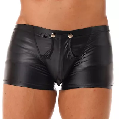 US Men's Patent Leather Thongs Underwear Bulge Pouch Bikini Briefs Boxer Shorts • $5.36