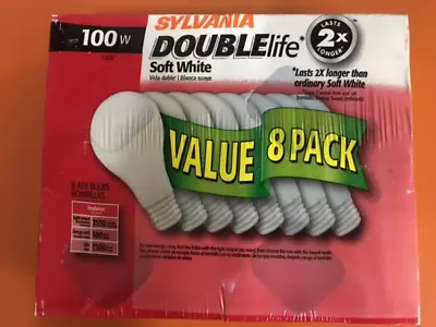 Sylvania 100Watt Double Life Soft White  Light Bulbs 8Pack FREE Shipping • $29.99