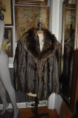 Men's Double Breasted Raccoon Fur Coat Jacket Large L? Approx 46in Chest • $499.99